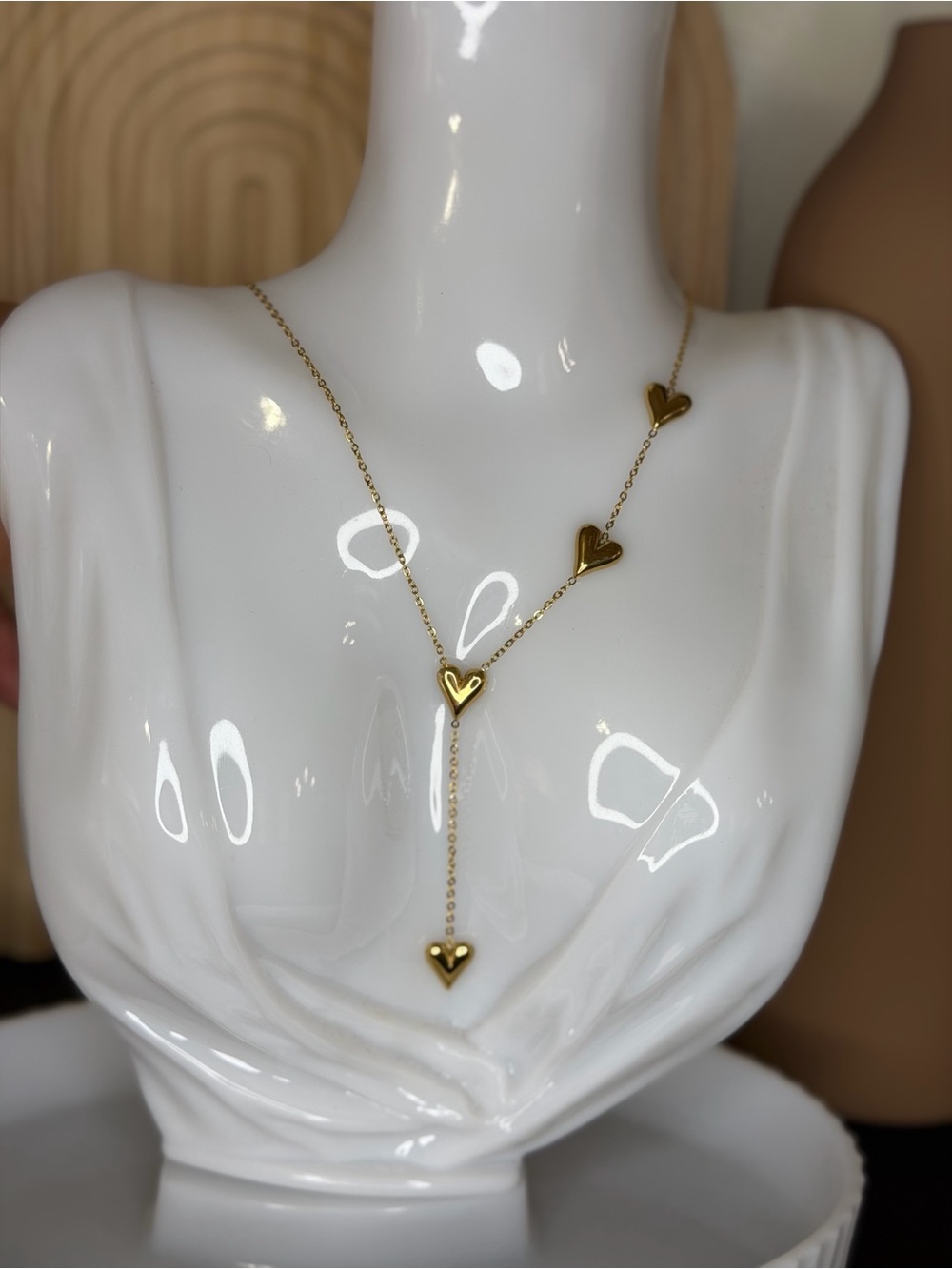Gold Heart Y-Lariat Necklace for Women